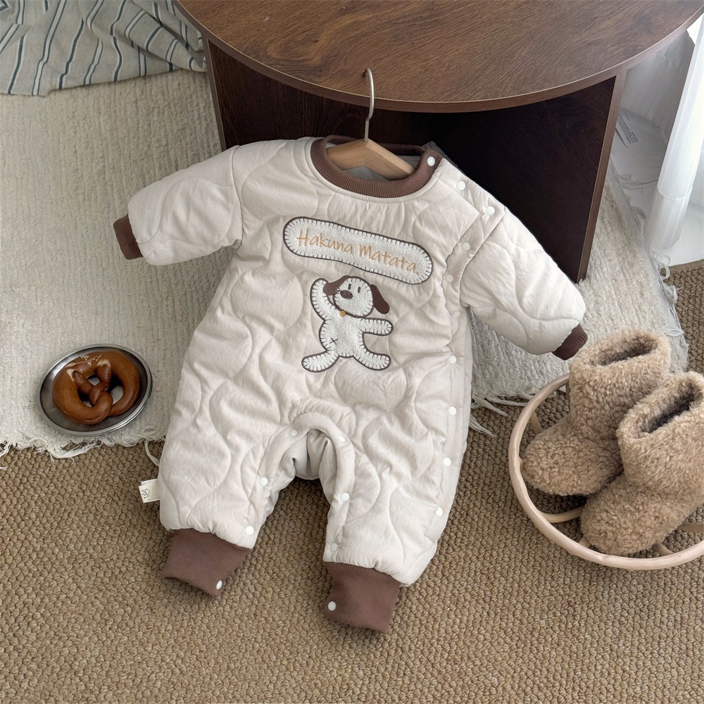 Ropa para niños coreanos, ropa de algodón para bebés, una pieza, lindo y súper lindo, bebé de 0-2 años, mamelucos 1 ropa de salida acolchada de invierno