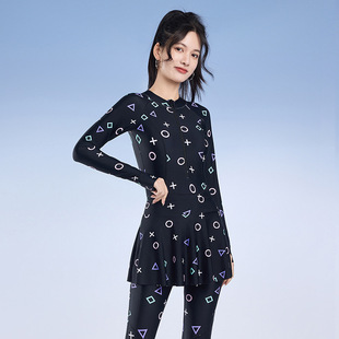 Women's Wetsuit Jellyfish Suit Long-Sleeved Long Pants Sun Protection Swimsuit One-Piece Skirt Plus Size Slimming Look Hot Spring Belly-Covering Swimsuit