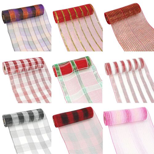 Amazon best-selling 26cm decorative net ribbon DIY holiday atmosphere decoration colorful ribbon gift box gift wrap