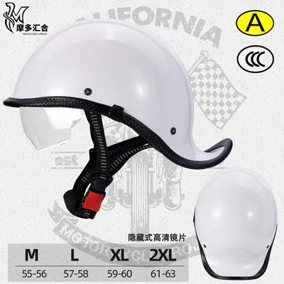 Motosiklet kaskı (dəbilqə) – Summer Personality Half Helmet - bright-white-transparent-lens-m55-56