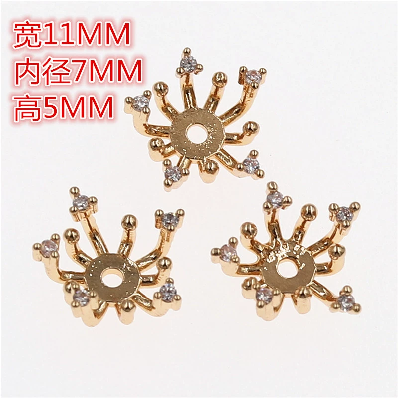 11 мм Литой Медный микро-инкрустированный циркон цветок Сердце цветок сердечник DIY ювелирные аксессуары антикварная шпилька головной убор Материал
