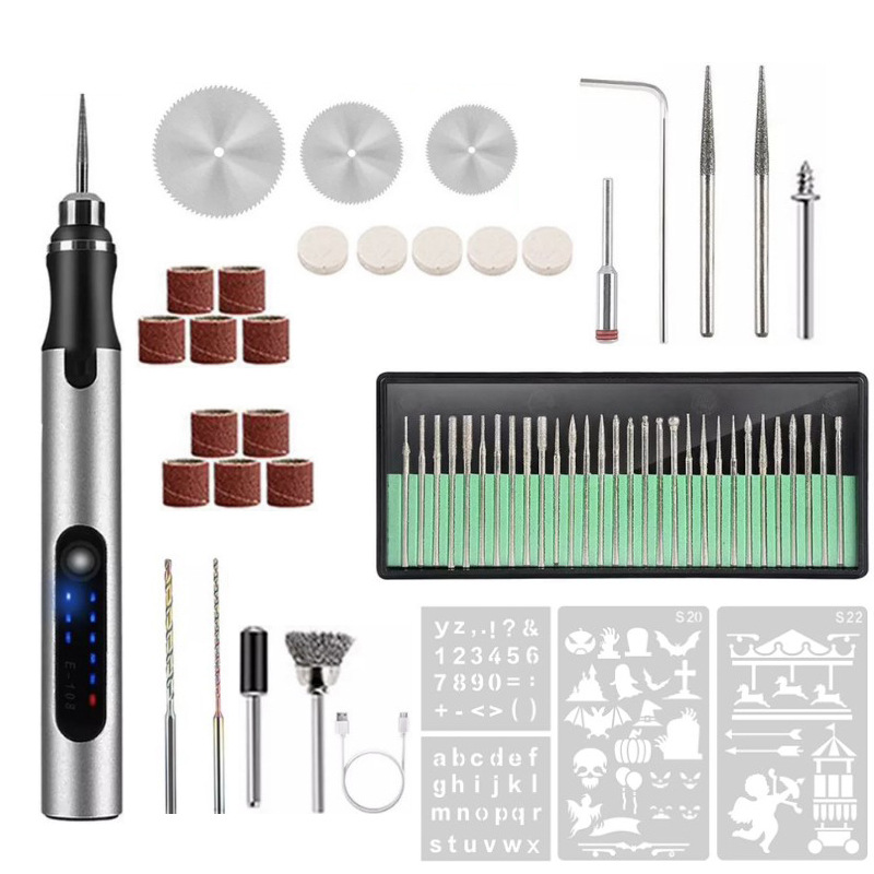 Pluma de grabado eléctrica en miniatura Mini pequeña máquina de pulido de molienda eléctrica pluma de marcado raíz talla de madera Jade letras batería de litio 368