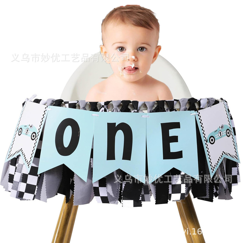Boy Racing Theme First Birthday Black and White Checkered Baby Dining High Chair Birthday Party Banner Wholesale Boy Racing Theme First Birthday Black and White Checkered Baby Dining High Chair Birthday Party Banner Wholesale