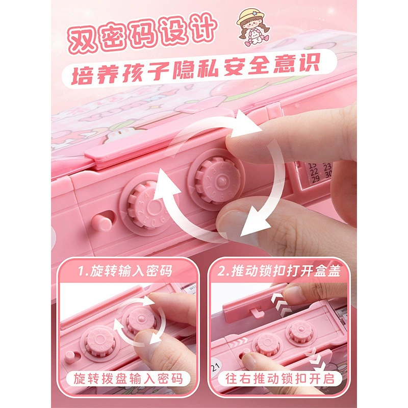 Multifunctional lock, multilayer double-sided pencil case for boys, science and technology, new collection