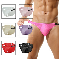 New Men's Underwear Lace Bikini Sexy Sheer Soft Comfortable Embroidered Leather Triangle Pants Wholesale