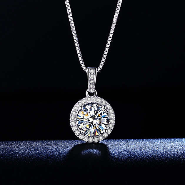 Collier X79 2 carats rond, style sac [avec chaîne maille américaine]