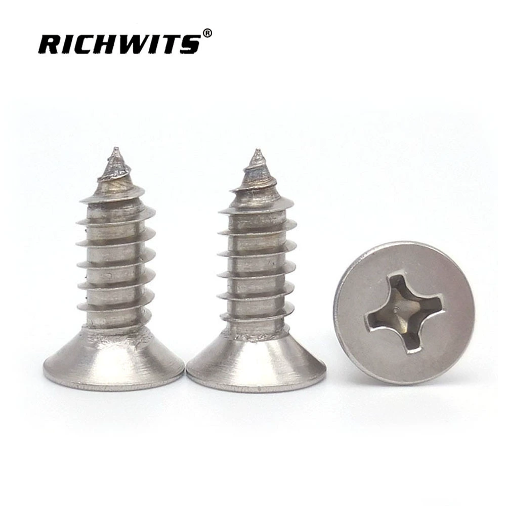 Zhibo Metal GBT846 Самонарезающий винт из нержавеющей стали с потайной головкой Деревянный болт с плоской головкой Самонарезающий винт по дереву