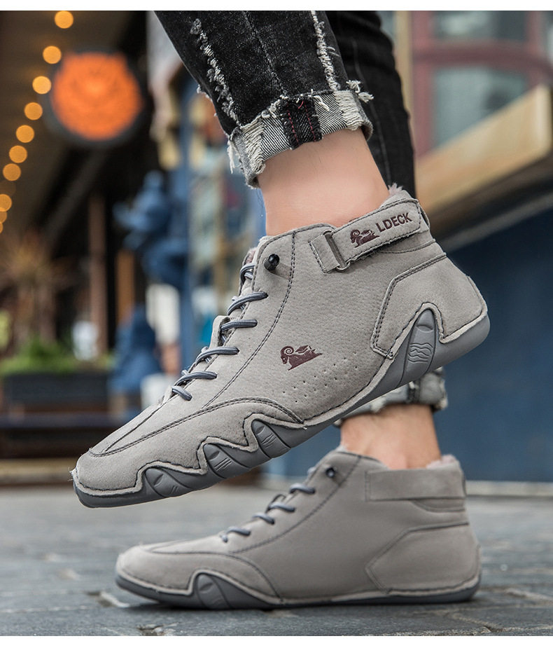 Bốt Martin nam cổ cao lót nhung giữ ấm, giày bông da lộn đế cao su chống trượt — C8008M kaki lót nhung, C8008M màu xám lót nhung, C8008M màu đen lót nhung, F8008M màu hồng lót nhung chi tiết 19