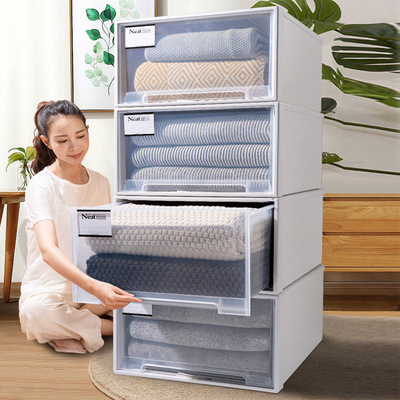 收納箱透明家用衣櫃收納神器抽屜式收納盒塑料衣服衣物整理收納櫃