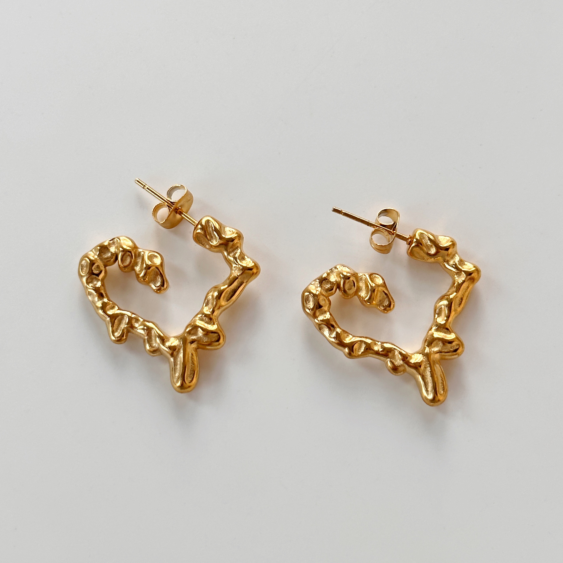 18g Weight Ion Plating (IP) Gold Plating Process Earrings, Necklace Classification 1 Piece, 1 Pair Quantity Daily, Street Occasion 304 Stainless Steel, Titanium Steel Material Heart Shape Pattern Women's Gender Retro, Classic Style Style Wholesale Retro Classic Style Heart Shape Titanium Steel Earrings Necklace 7
