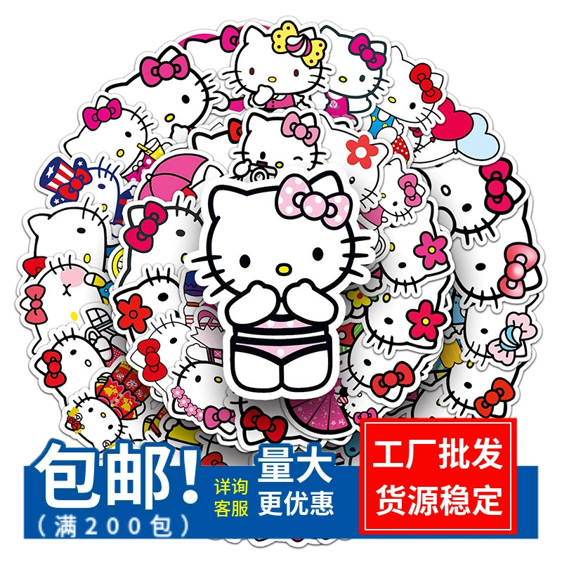 100 наклеек с изображением Hello Kitty, милые наклейки с котиком КТ для багажа, ноутбука, украшения автомобиля, наклейки для ежедневника с клейкой основой
