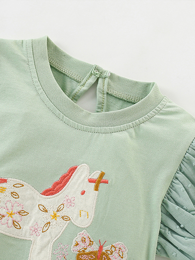 Ropa para niños transfronteriza malwee camiseta para niñas verano nuevo estilo europeo y americano niños pequeños y medianos cuello redondo manga corta ropa para niños estilo occidental