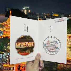 城市明信片定制创意风景卡片设计景点diy文创异形镂空打卡窗定做