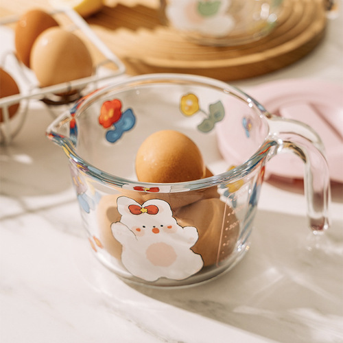 玻璃量杯带刻度家用食品级耐高温厨房烘焙计量水杯打蛋杯子