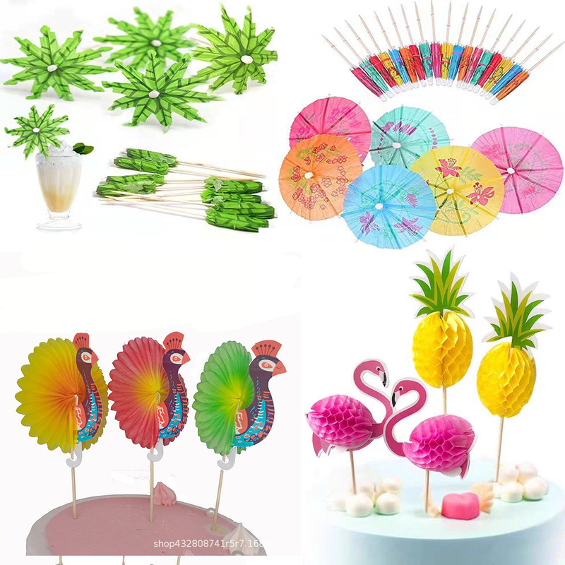 Wholesale disposable fruit stick paper pineapple stick Flamingo stick baking cake decoration card insertion dessert table decoration