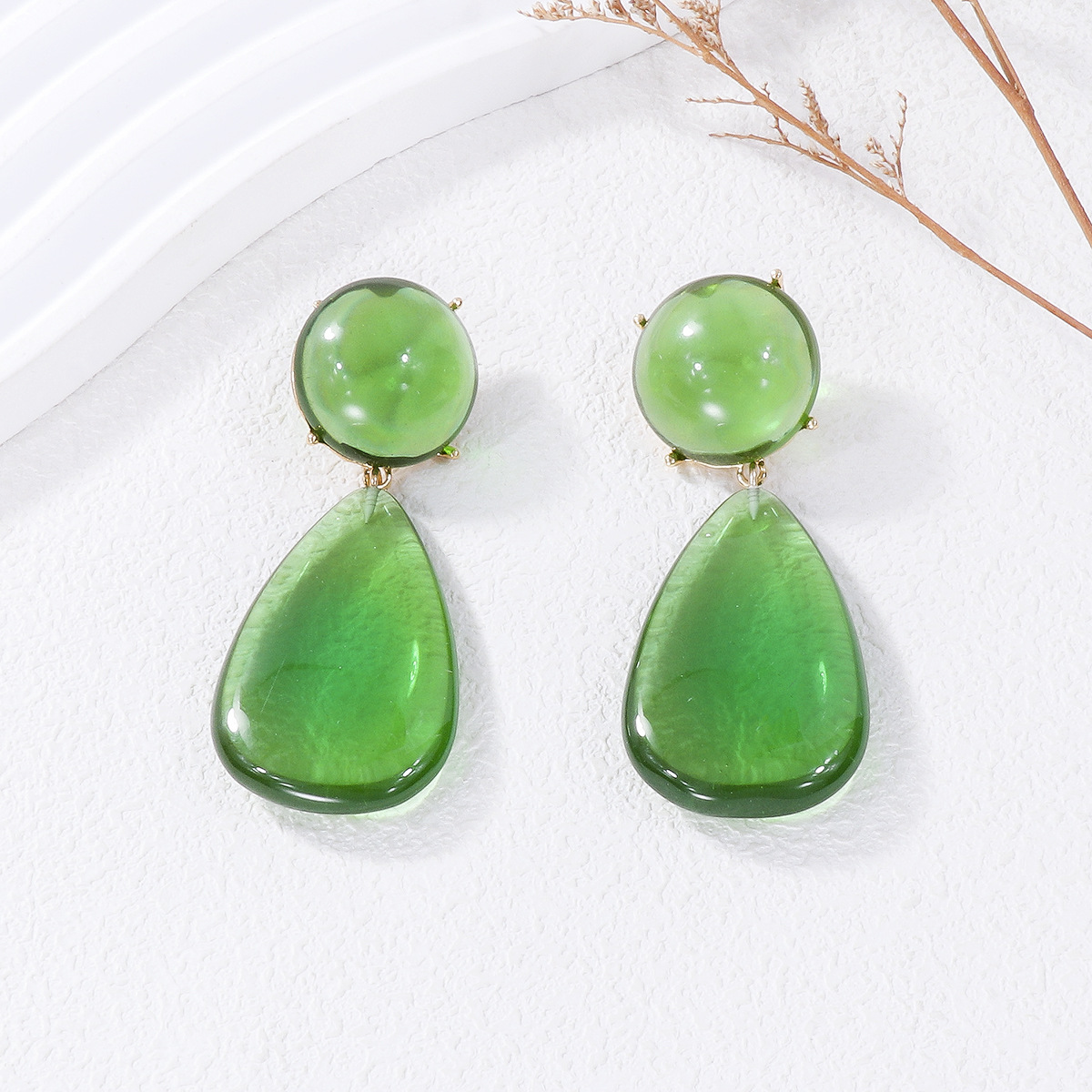 1 Pair Casual Round Water Droplets Enamel Inlay Resin Resin Drop Earrings display picture 10