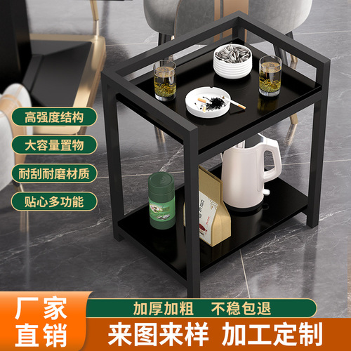 Mahjong hall tea table tea rack double-layer small side table tea house chess and card room special storage rack tea table