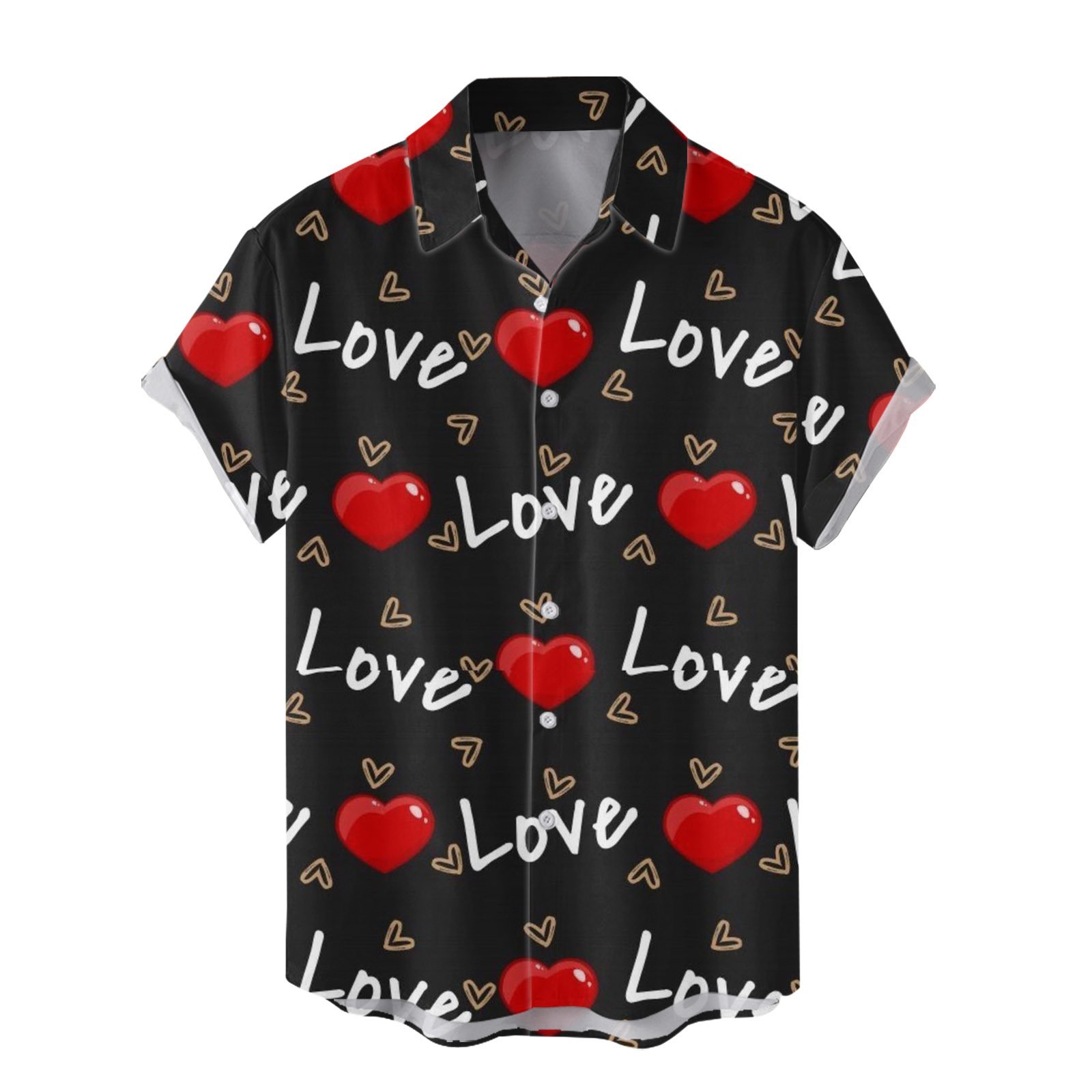 Camisas nuevas para hombres de comercio exterior europeo y americano transfronterizo Serie del día de San Valentín Camisa casual de manga corta con estampado digital 3D