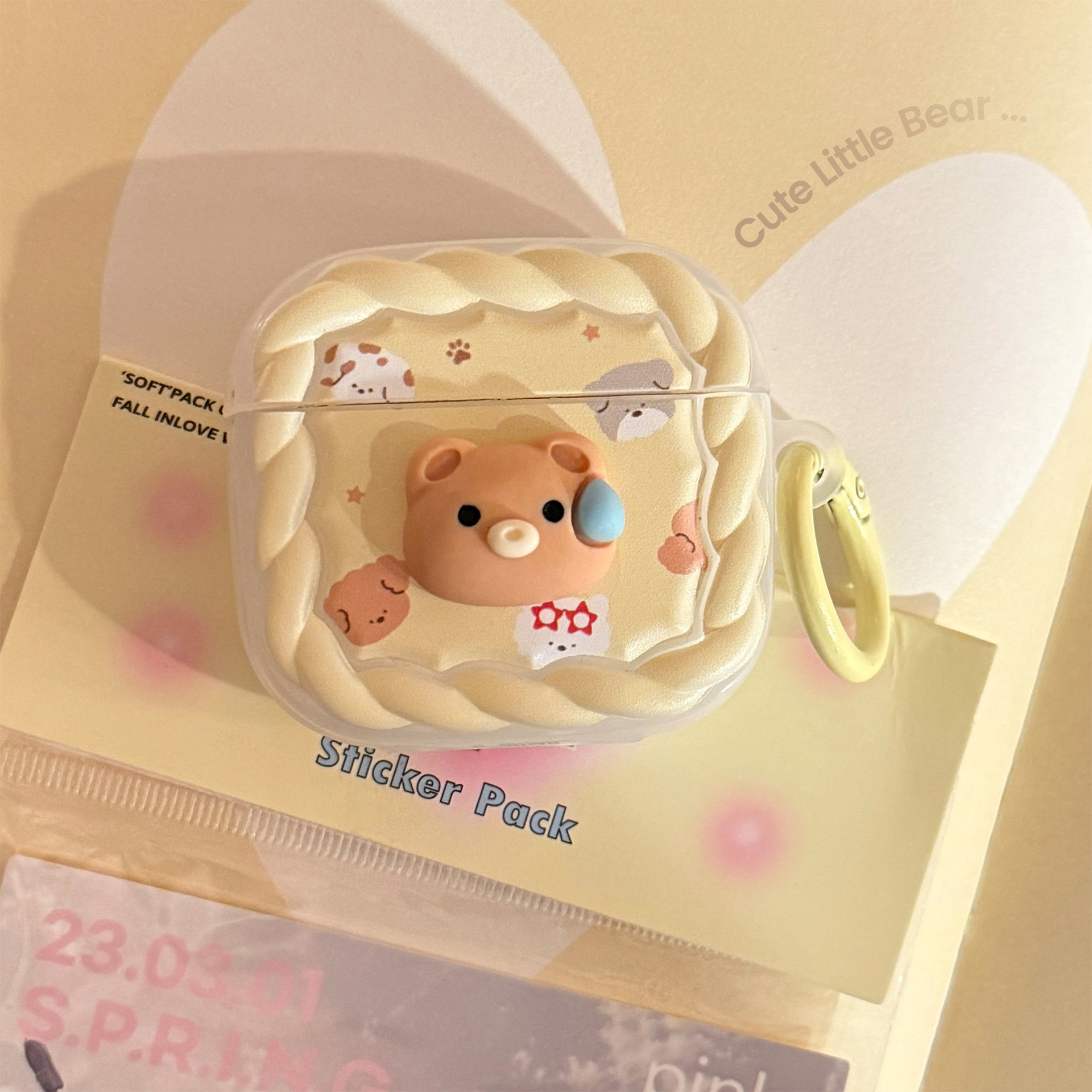 Sweat Gote Bear para Apple AirPods Cover 4 generación auriculares Bluetooth 1 / 2 anillo colgante amarillo leche Pro 2 matado 3