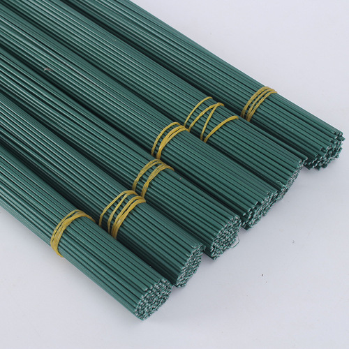 Wholesale soap flower stem flower packaging materials simulated flower stem green leather wire bouquet packaging No. 2 green wire