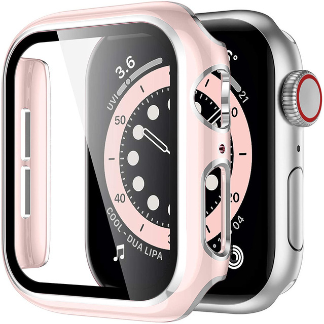 Adecuado para Apple electrochapado colgante tallado PC caso Apple Watch 7/6/SE/5/4321 Vidrio Templado