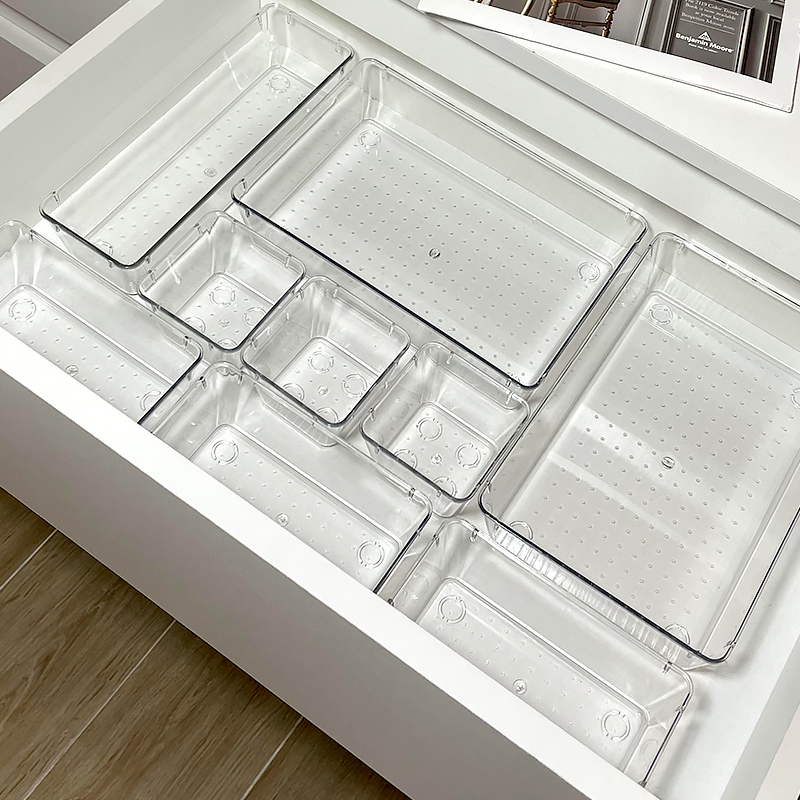 Cajón de almacenamiento al por mayor caja de almacenamiento de cosméticos dividida tablero de acabado bandeja de sombra de ojos caja de artículos de tocador incorporada