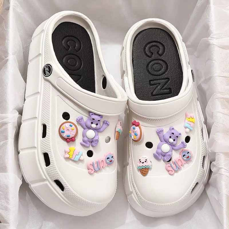 Stomp Feeling Thick-soled Baotou Non-slip Cave Shoes Women's Summer 2025 New Style Outfit Internet Celebrated Soft-soled Beach Slippers