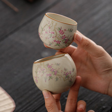 米黄汝窑开片主人杯家用陶瓷茶杯个人专用品茗杯单杯功夫茶具茶盏