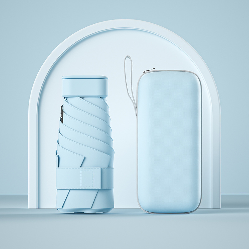 Protector solar creativo, vinilo, sombrilla, mini pequeño, seis paraguas, femenino, 40% de descuento, bolsa, sombrilla, lluvia y sombrilla de doble uso al por mayor