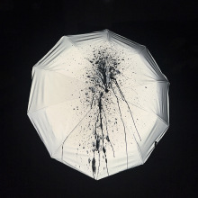 遇水变色镭射反光雨伞男潮流女学生加大加固防风防晒黑胶太阳伞