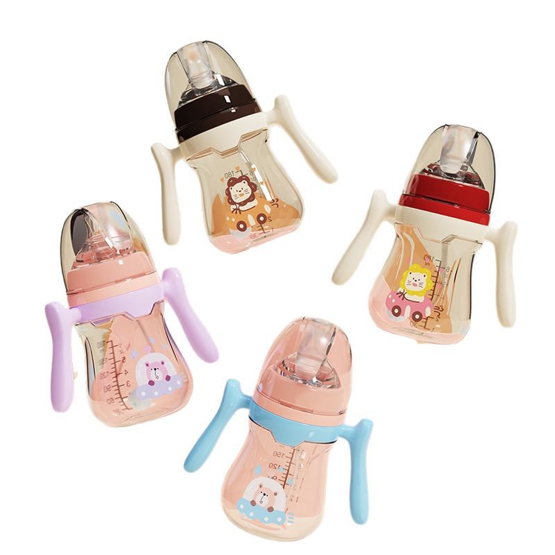 Chupete de un bocado en caja inglesa 180/240/280ml estilo simple con mango biberón PP con pajita