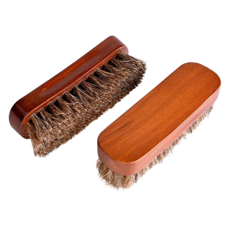 Madera maciza de calidad tamaño pequeño cepillo de pelo de caballo necesidades diarias hogar protección del medio ambiente cepillo de zapatos aceite pulido eliminación de polvo pelo suave