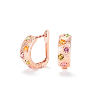S925 Silver Inlaid Natural Colorful Tourmaline Earrings Original Design Women's Gemstone Wholesale Fashion Earrings