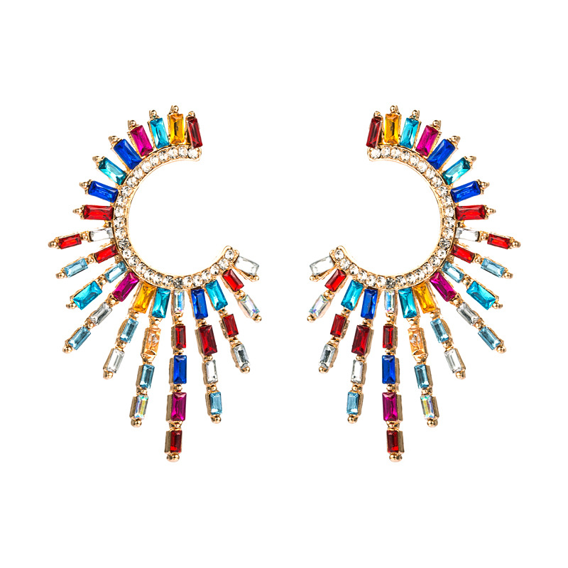 Fashion Style Diamond Craft Fashion Heart Diamond Alloy Artificial Gemstones Earrings