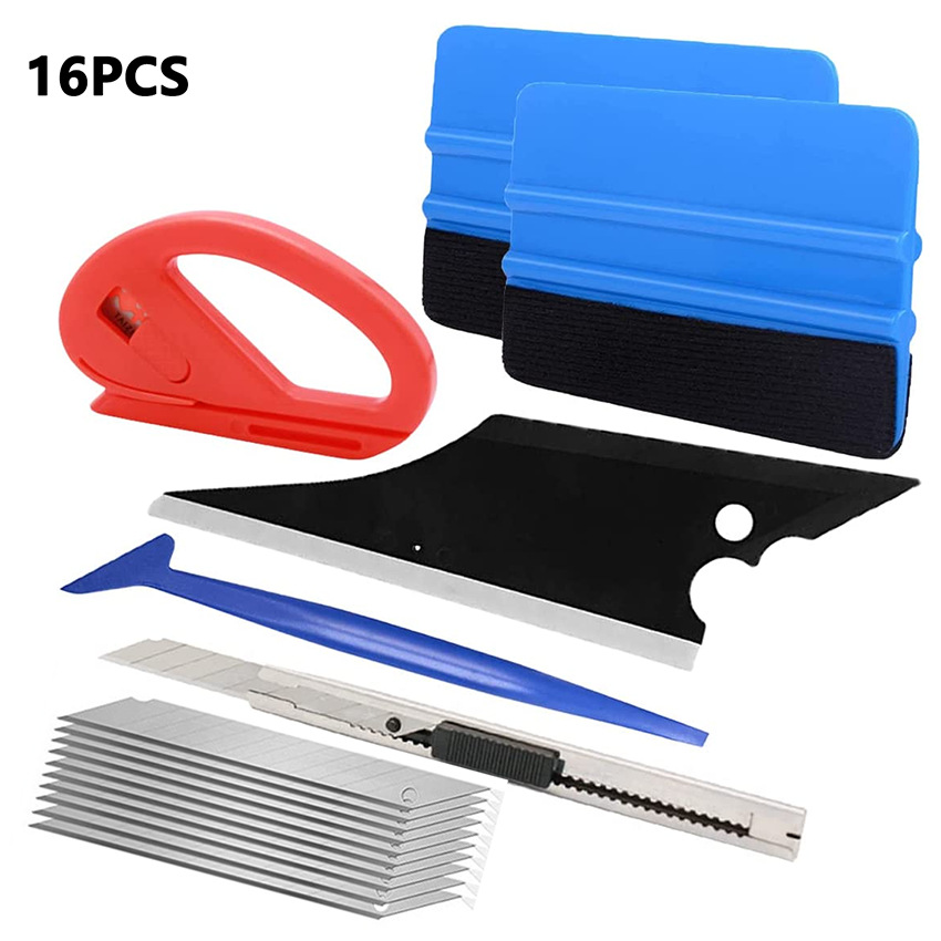 16件套汽车车窗色膜包装涂抹器毛毡刮片汽车包装墙纸实用刀和刀片