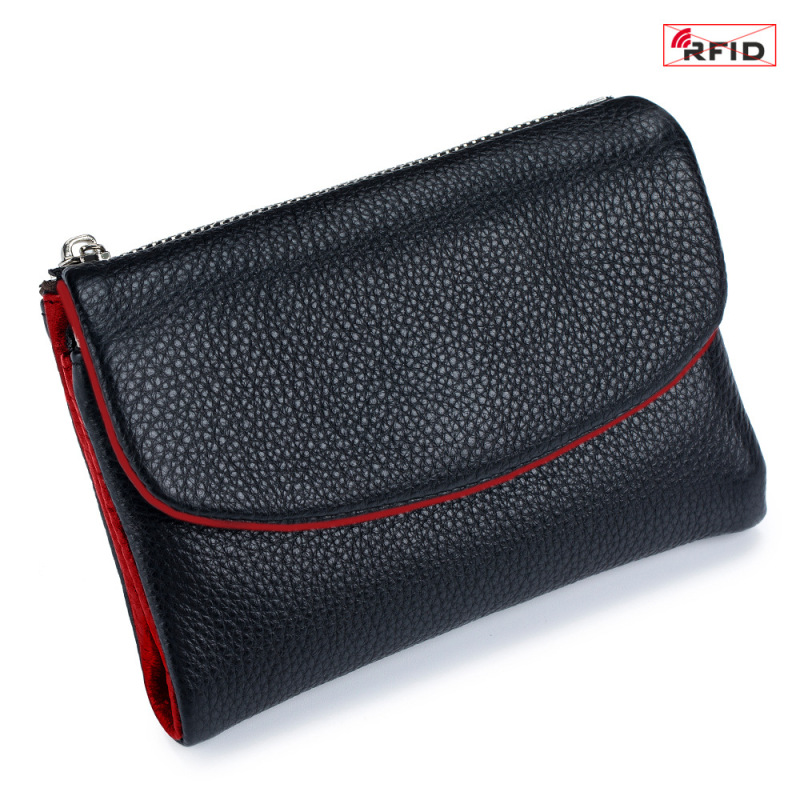 本革ショートウォレット RFID ファッション ソフトレザー質感 ハンドバッグ 女性用 大容量収納バッグ 一層牛革財布|undefined