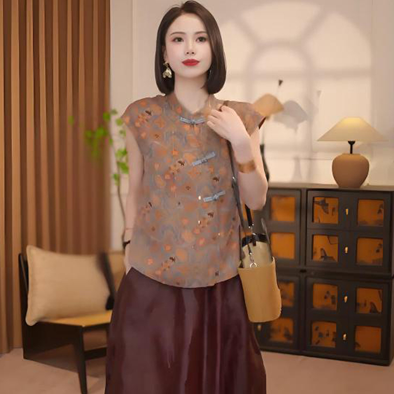 新しい中国風の半袖シャツ女性のための夏の新しいファッション気質シャツ小柄な人ルーズ痩身シャツ|undefined