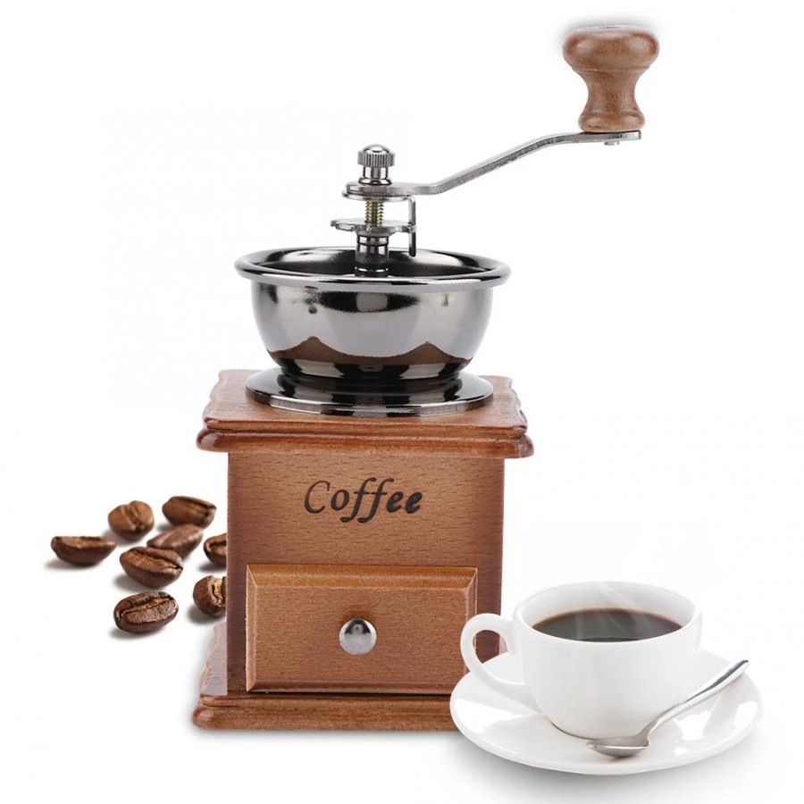 Hand-Cranked Coffee Grinder Household Coffee Grinder Retro Wooden Coffee Grinder Coffee Grinder