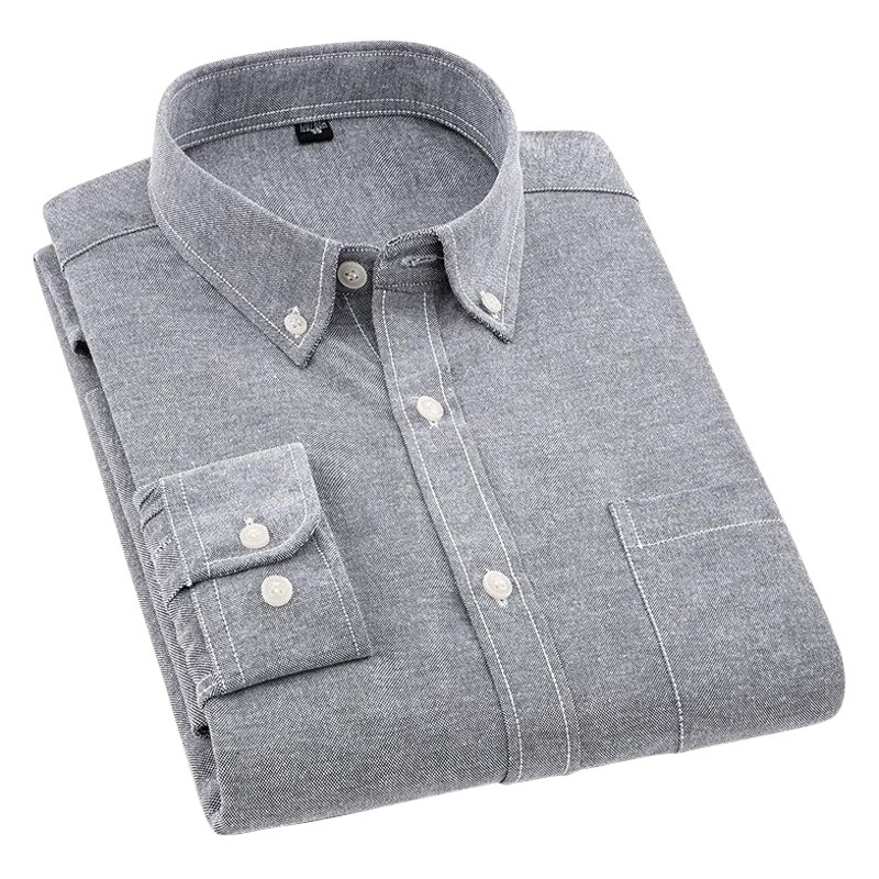 Oxford algodón camisa de manga larga de los hombres más tamaño camisa de color sólido juventud casual Camisa blanca primavera nueva ropa de pulgadas