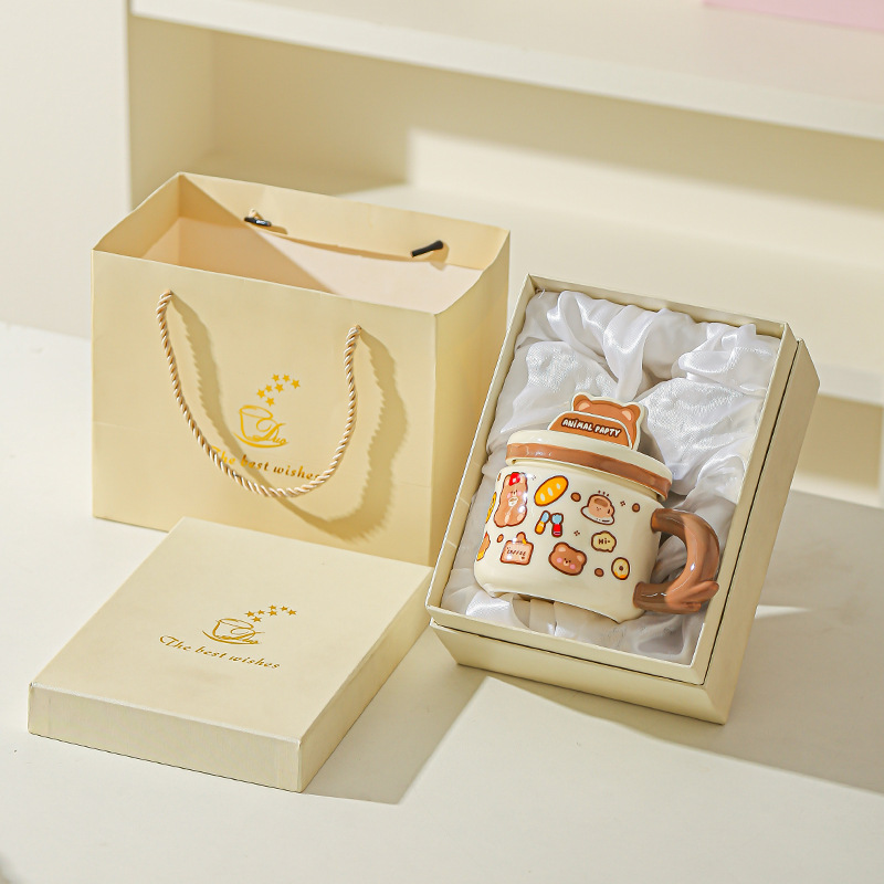 Linda caricatura linda mascota graffiti taza de animales oficina taza de agua de alto valor soporte para teléfono móvil taza de cerámica para estudiantes