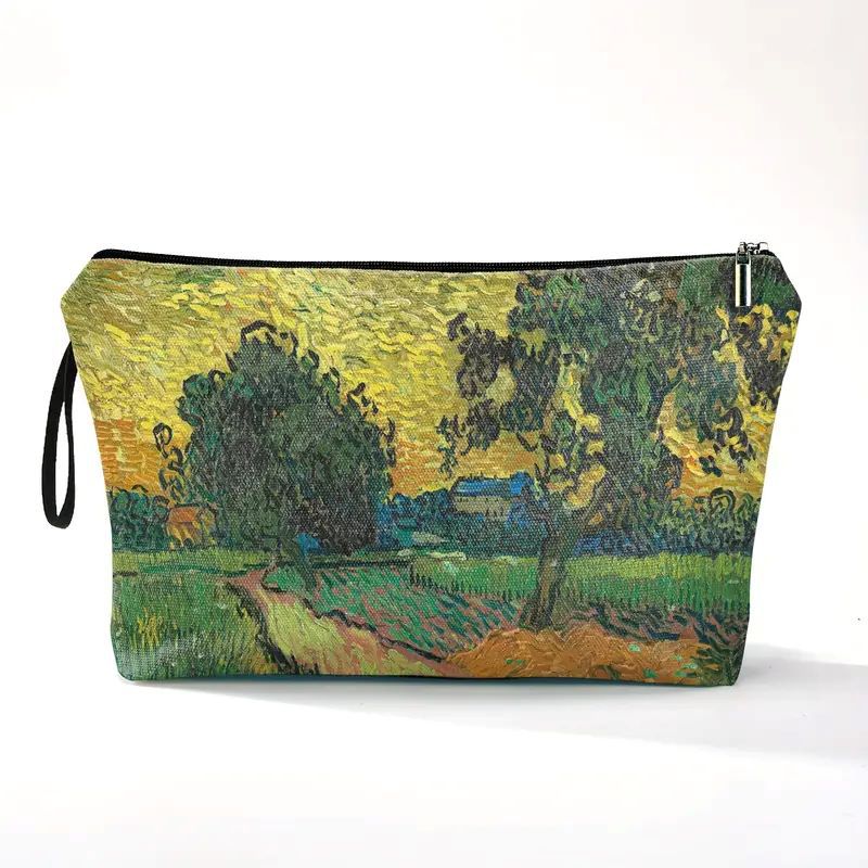 Arte estilo Van Gogh lienzo bolsa de maquillaje portátil bolsa de maquillaje / monedas almacena LOGO imprimible