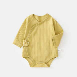 Baby Romper Spring and Autumn Baby Triangle Jumpsuit Pure Cotton Newborn Long Sleeve One-Piece Seamless Class a Crawling Suit