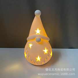 陶瓷圣诞老公led灯中温透光瓷圣诞节家居装饰品礼品出口工艺品