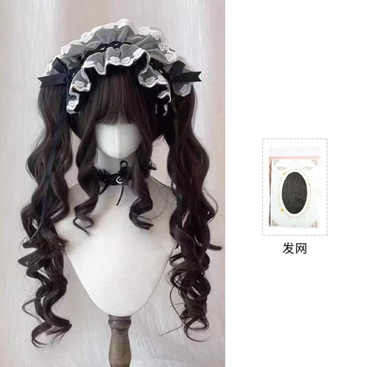 假发女古早姬系Lolita虎口夹双马尾淡粉色doll感洛丽塔日常全头套|undefined