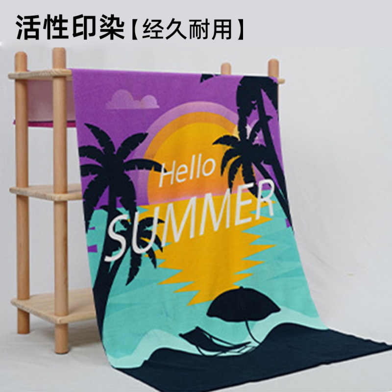 外贸卡通浴巾吸水速干游泳情侣沙滩巾超细纤维活性印花毛巾批发|undefined