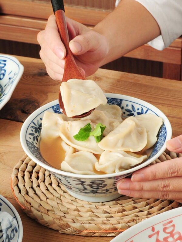 Traditional Chinoiserie Blessing Ceramic Bowls, Plates, Soup Bowls, Household Chinese Tableware Set, Birthday Banquet, New Products for Moving into a New Home