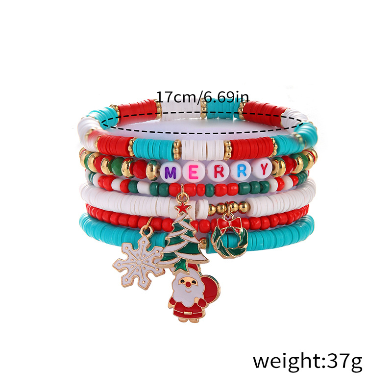 30g Weight Alloy Pendant Material Bracelets Classification soft clay Chain Material Beaded Chain Chain Type 1 Set Quantity Daily Occasion Alloy, soft clay Material Christmas Festival Christmas Tree, Santa Claus, Snowflake Pattern Women's Gender Simple Style Style Simple Style Christmas Tree Santa Claus Snowflake Alloy Soft Clay Beaded Chain Beaded Bracelets Wholesale 9