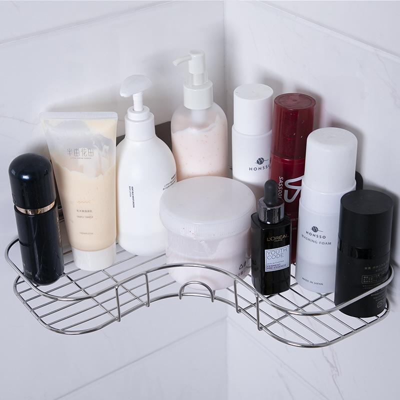 Estante de baño de esquina de acero inoxidable Estante de almacenamiento de baño sin perforación Estante triangular de pared de baño