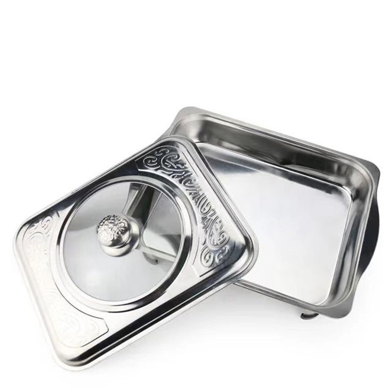 Factory stainless steel four-legged restaurant hotel buffet stove with detachable thick square combination lid fast food stove