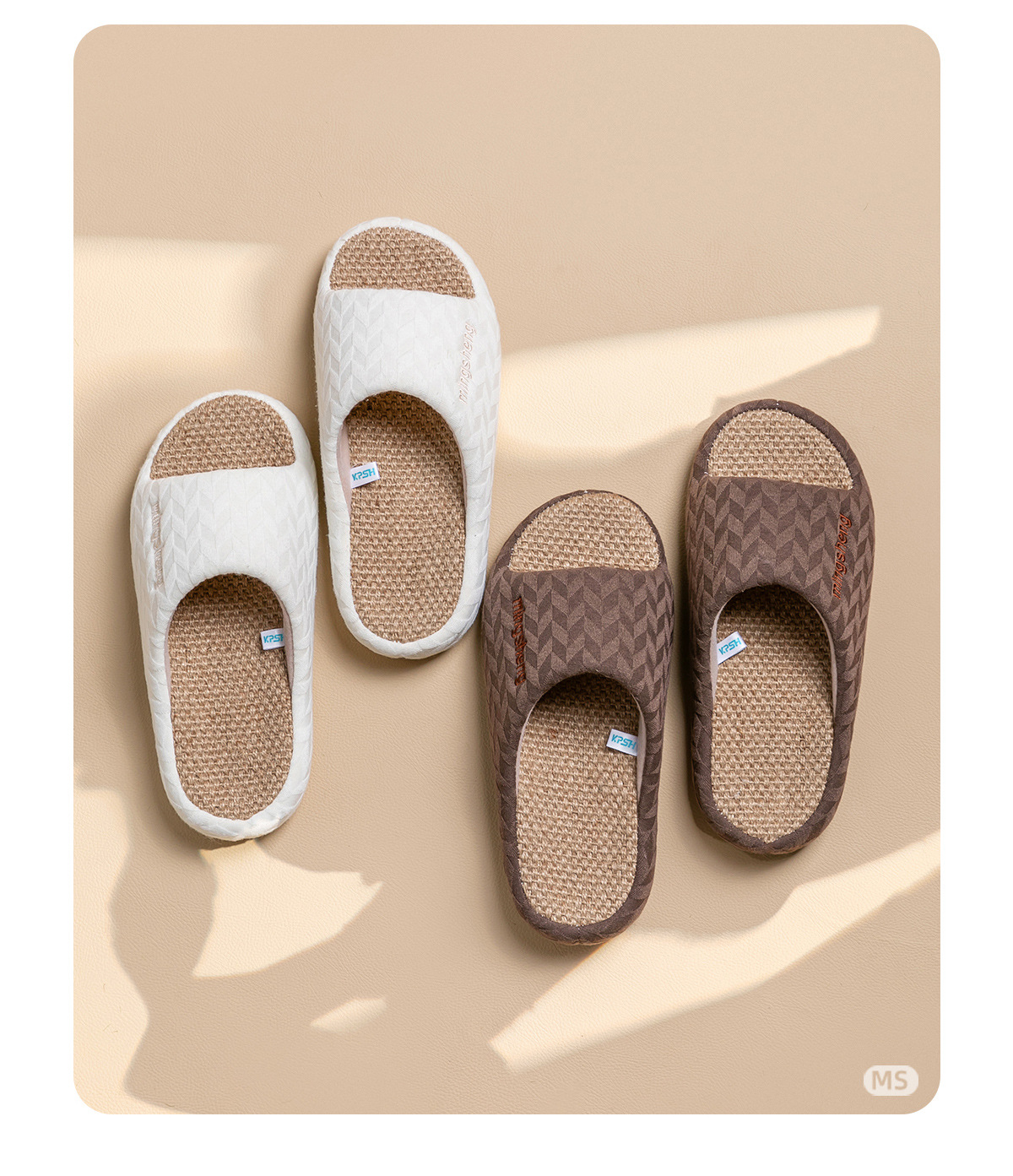 Pantoufles d'intérieur en lin pour femmes, idéales pour toutes les saisons, semelle épaisse, rehaussantes, respirantes et antidérapantes._voghion.com